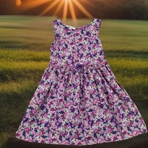 H&M Floral Dress Kids Size 7-8Y Purple Sleeveless Cotton Cottagecore Aesthetic